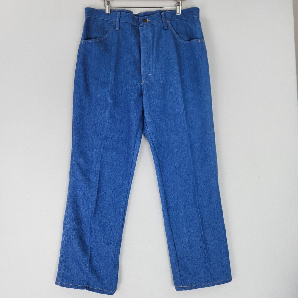 Wrangler Jeans 38X34 Blue Rugged Denim Straight Leg Denim Casual Western Cowboy